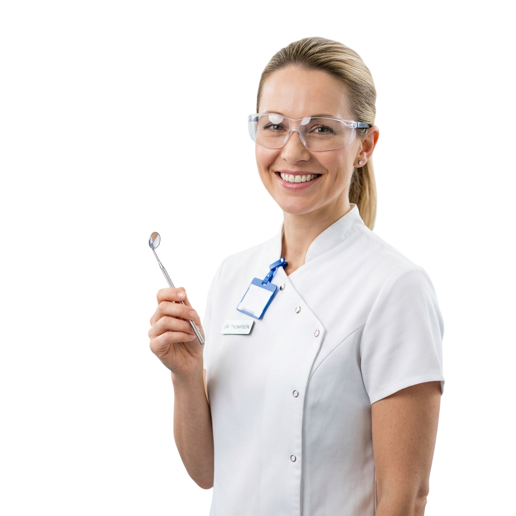 Friendly female dentist smiling